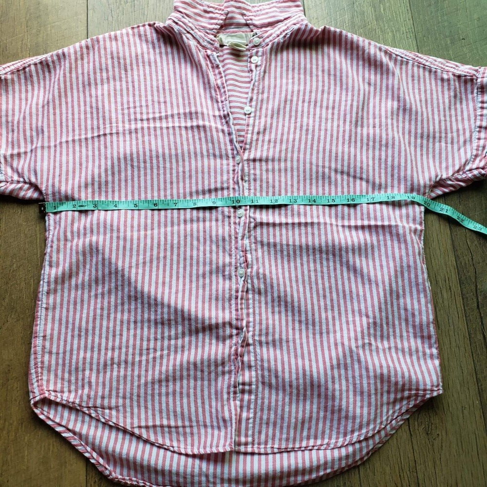 L.O.G.G. H&M Red White Striped Short Sleeve Button Down Shirt Womens Size 0 - Picture 5 of 12